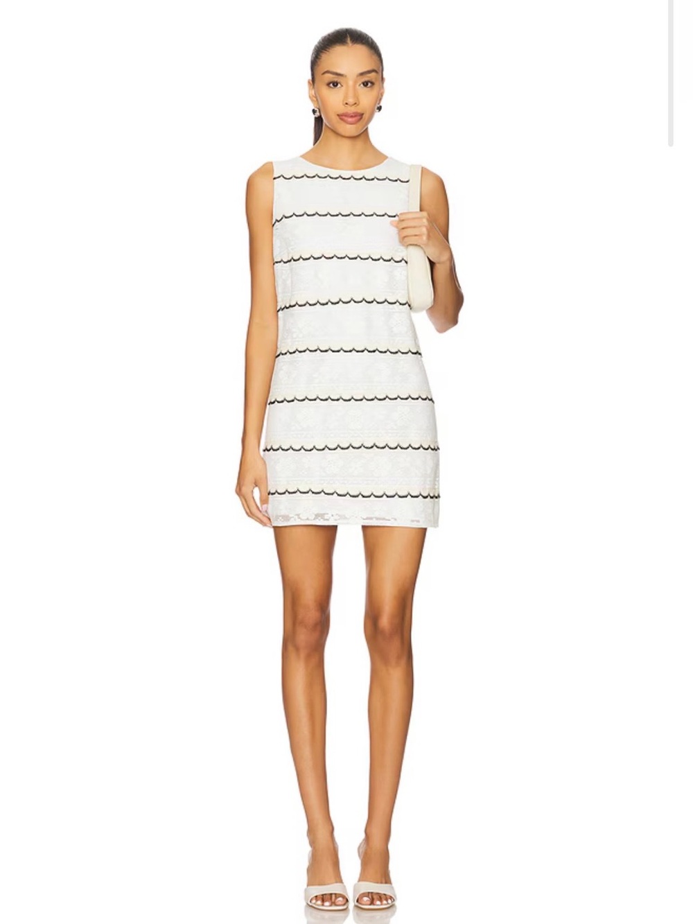 Show Me Your MuMu White Sleeveless Scallop-Trim Mini Dress